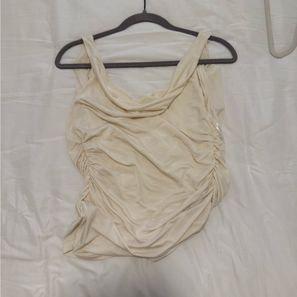 Reformation Cream Ruched Tank Top